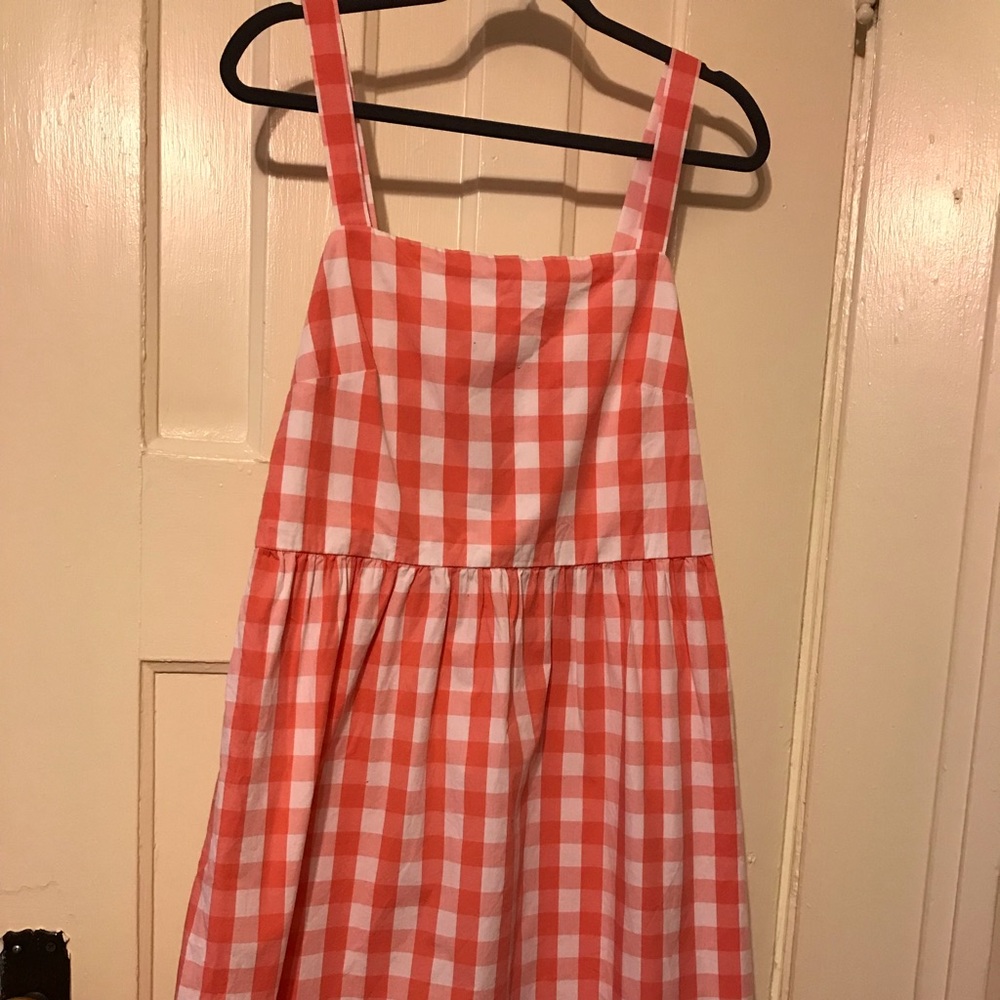 Pink and white plaid dress, J Crew factory, size L